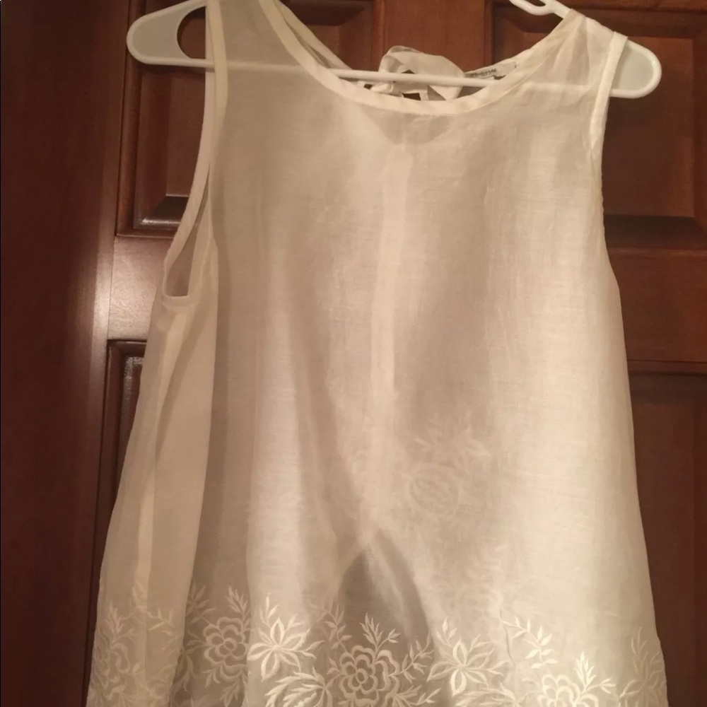 MADEWELL Embroidery Off-White Bow-back Tie Blouse